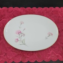 Royal Court Fine China Carnation Serving Platter 12&quot;x8 1/2&quot; White Pink - $13.11