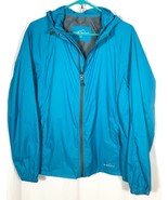 Eddie Bauer Jacket Hooded Vented XL TEAL Full Zip Windbreaker Rain Coat - £19.46 GBP