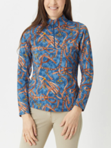 new IBKUL UPF 50+ Alexandra Print Long Sleeves Zip Mock Neck Golf Top in... - £30.61 GBP