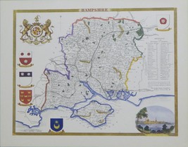 Hampshire map - Framed Picture - 12&quot; x 16&quot; - £40.76 GBP