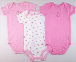 NWT Carter&#39;s Infant Girl&#39;s 3 Pack Pink Floral Bodysuits Wiggle-In Undies... - $12.99