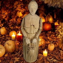 Wood Corn Husk Pilgrim Woman Doll 15&quot; Vintage Collectible Thanksgiving Handmade - £29.84 GBP