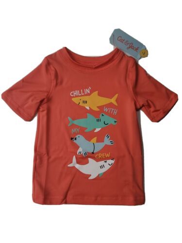 Primary image for Cat & Jack Toddler Boys sharks Print  Swim Shirt Rash Guard Size 2T (P)