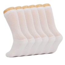 AWS/American Made 6 Pairs White Diabetic Crew Socks Non Binding Top Large 10 to  - £12.51 GBP