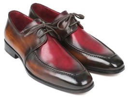 Paul Parkman Mens Shoes Derby Brown Bordeaux Dual Tone Leather Handmade 33BB12 - £302.95 GBP