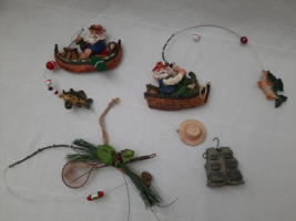 Lot of 4 Santa Fishing and Fishing Themed Christmas Ornaments ~ Santa in A Canoe - £15.78 GBP