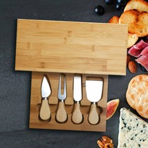 Bamboo Cheese Board Knife Set4 Speciality Knives Included Cheese Board Set - £15.90 GBP