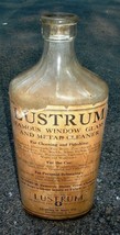 Vintage Ca 1927 Embossed Bottle W Label Lustrum 32 Oz Window Glass Metal Cleaner - £23.65 GBP