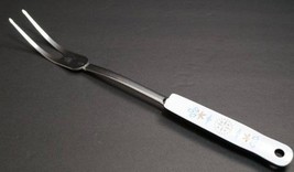 EKCO Meat Serving Carving Fork Chromium Plated Blue Floral Tulip Dutch G... - $11.85