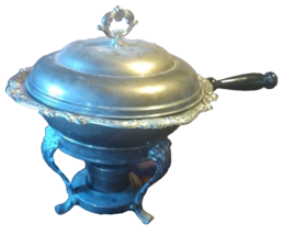 Vintage Silver Plated Chafing Dish Bowl Buffet Food Warmer With Oil Burner - £11.93 GBP