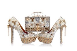 Luxury crystal high heels  with matching bag - £193.13 GBP