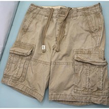 Abercrombie &amp; Fitch Men Cargo Shorts Button Fly 90&#39;s Khaki Y2K Distresse... - £31.63 GBP