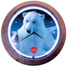Coca-Cola Polar Bear LED 15&quot; Wall Décor Neon Clock 8CCPLR - $85.99