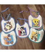 5 Vintage Baby Looney Tunes Baby Bib 1993 Warner Bros - 90s Cartoons - $50.00