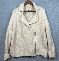 Free People Womens S Wool Blend Cream Fuzzy Jacket Asymmetrical Zip - $487.98 MXN