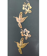 Hummingbirds Flowers Metal Wind Catcher Spinner Rustic Garden Whirligig - $38.84 CAD