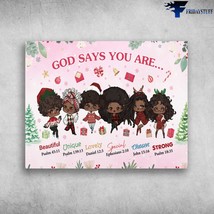 Black Girl Christmas Christmas Poster God Says You Are Beautiful Unique Lovely S - £12.57 GBP