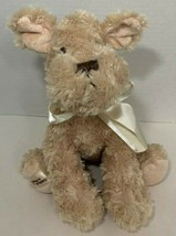 Animal Adventure &#39;Baby&#39;s First Puppy&quot; dog Plush tan beige curly fur cream bow - £23.66 GBP
