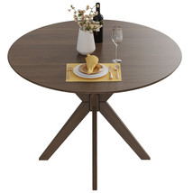 35" Modern Round Wood Dining Table W/ Solid Wood Legs& Base for Home Office - £222.68 GBP