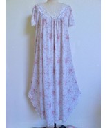 Miss Elaine Silky Wide Sweep Long Nightgown S M Rose Floral Print Soft N... - $44.99