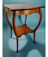 Antique Tiger Oak 2-Tier Art Nouveau Parlour Entry/Lamp Table Curved Leg... - $8,432.46 MXN