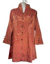 Shanghai Soho Chinese Asian Pink Gold Metallic floral Jacket Coat Size XL - $59.39