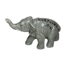 Vintage Gray Ceramic Elephant Figurine Hot Springs AR Trunk Up Lucky - $278.74 MXN