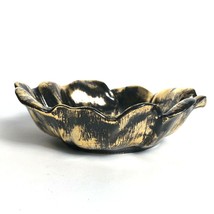 Vintage Stangl Art Pottery Black Gold Flower Bowl Dish 3410-7 - £38.90 GBP