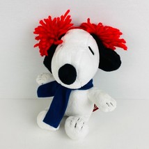 Peanuts Snoopy Character Stuffed Animal Plush Red Ear Accents Scarf Kids - £10.27 GBP