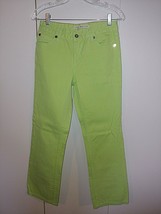 TOMMY HILFIGER LADIES LIME GREEN HIPSTER BOOT JEANS-2-COTTON/SPAN.-BAREL... - $13.99
