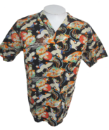 Barco Medical Scrub Shirt M Japanese art kimono print colorful bird pock... - £17.11 GBP