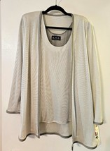 NWT $160 A.S.E. COLLECTION Dressy Silver 2pc Jacket Shell Set 12 Cardiga... - $29.99