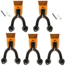 FIVE Wall Mount Guitar Hanger Holder Hook Keeper Hanging Brackets Wooden Wood - £47.15 GBP