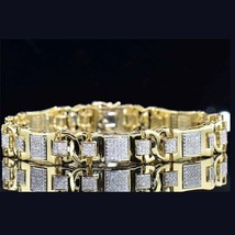 2.30 Ctw Moissanite 14K Yellow Gold Plated Statement Link Men&#39;s Bracelets 8.25&quot; - $225.35