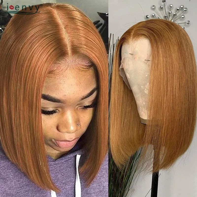 Rt bob human hair wigs blonde lace front wig peruvian straight orange burgundy red 13x1 thumb200
