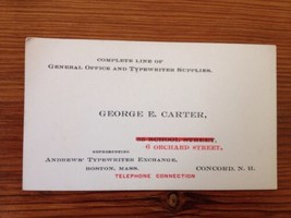 Antique Victorian Business Trade Card Concord NH Geo Carter Typewriter 6... - £15.67 GBP