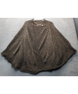 Soft Surroundings Poncho Sweater Women Small Brown Cable knit Wrap V Nec... - $31.53 CAD