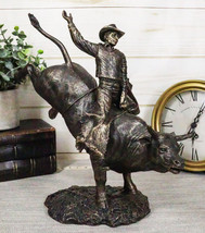 Rustic Western Wild Rodeo Bull Rider Cowboy On Bucking Bull Decorative Statue - £37.67 GBP