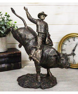 Rustic Western Wild Rodeo Bull Rider Cowboy On Bucking Bull Decorative S... - £36.87 GBP