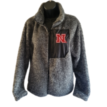 Nebraska Huskers Fuzzy Fleece Fuls Zip Jacket Juniors by Gen.2 Large Gray Black - £17.02 GBP