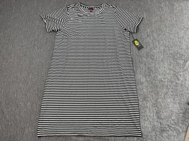 Vince Camuto Dress Womens 1X Black Ivory Striped T-Shirt Knit Crewneck Work - $22.76