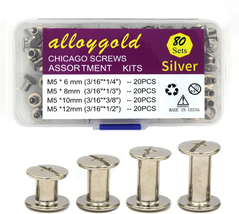 Alloygold 80Sets Chicago Screws Leather Rivets Assorted Screw Rivets M5 Chicago - £9.77 GBP