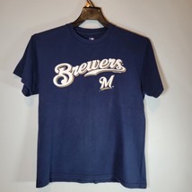 Milwaukee Brewers Mens Shirt Medium Blue MLB Casual  - £11.24 GBP