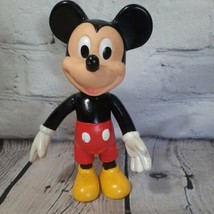 Vintage Disney Mickey Mouse Vinyl 6 1/2&quot; Articulated Toy Action Figure Poseable - £5.85 GBP