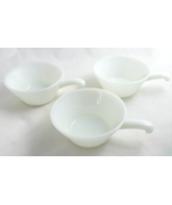 3  Anchor Hocking Oven-Proof Milk Glass #240 USA Handled Crock Soup Chil... - $19.75