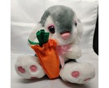 Giftco Sitting Bunny Rabbit With Carrot Stuffed Animal Plush Gray White ... - £17.52 GBP
