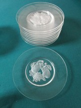 VAL ST LAMBERT Brussels PATTERN SALAD PLATES FROSTED FRUITS 8&quot; ORIGINAL - $21.55