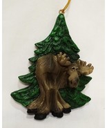 Moose Standing Pine Tree Christmas Ornament 4&quot; Wild Animal Brown Green W... - £14.88 GBP