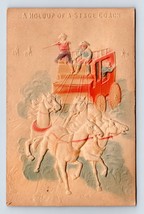 Hold Up of a Stagecoach Airbrushed High Relief Embossed DB Postcard N9 - £8.49 GBP