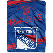 New York Rangers Plush 60&quot; by 80&quot; Twin Size Raschel Blanket - NHL - £24.99 GBP